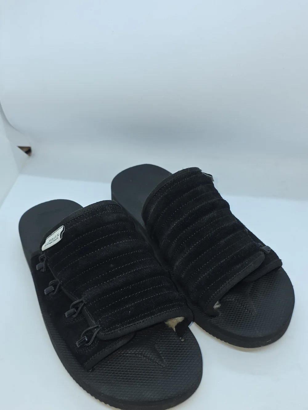 Suicoke Black Quilted Slide Sandals